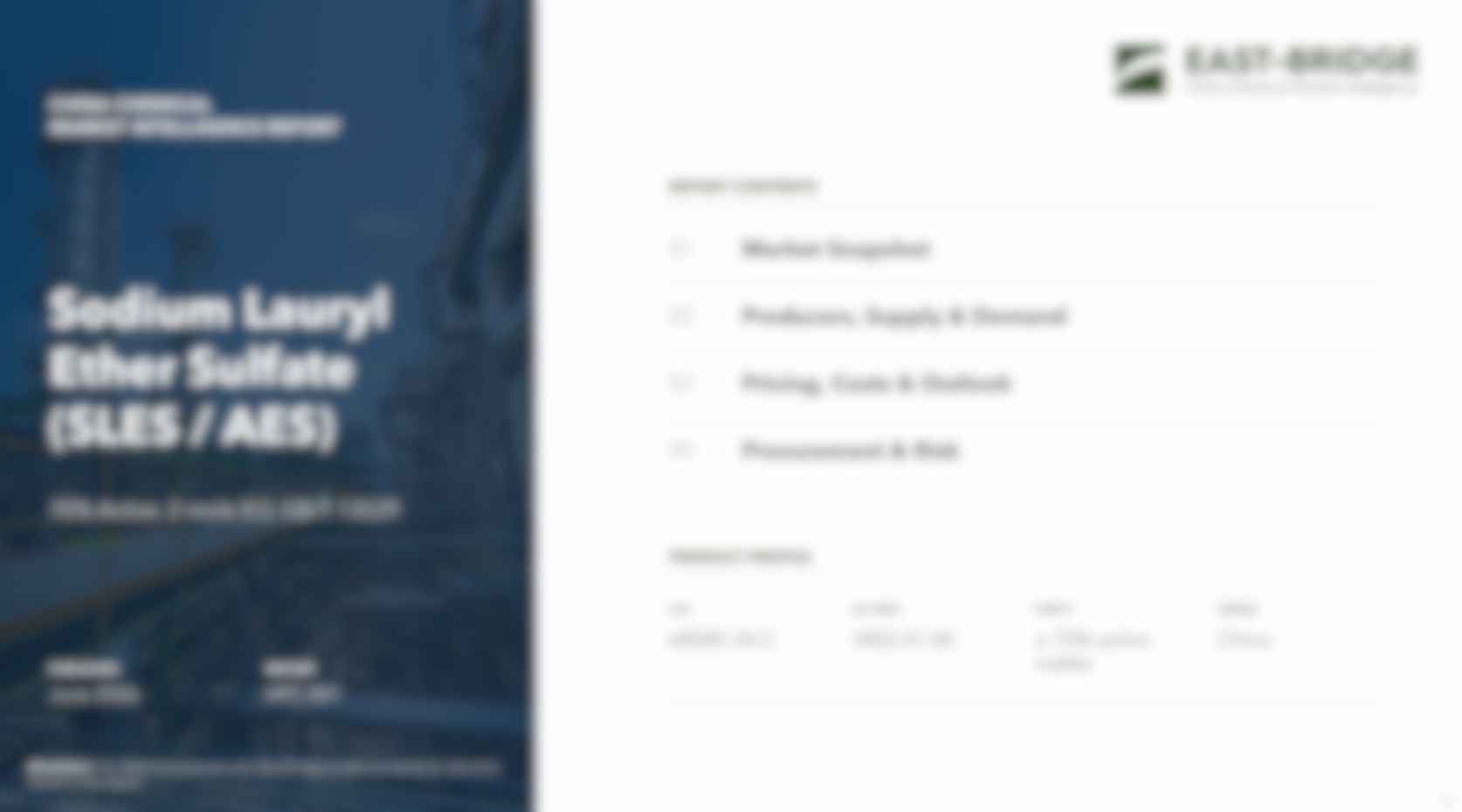 Sodium Lauryl Ether Sulfate (SLES 70% Active, 2-mole EO) - China Market Intelligence Report