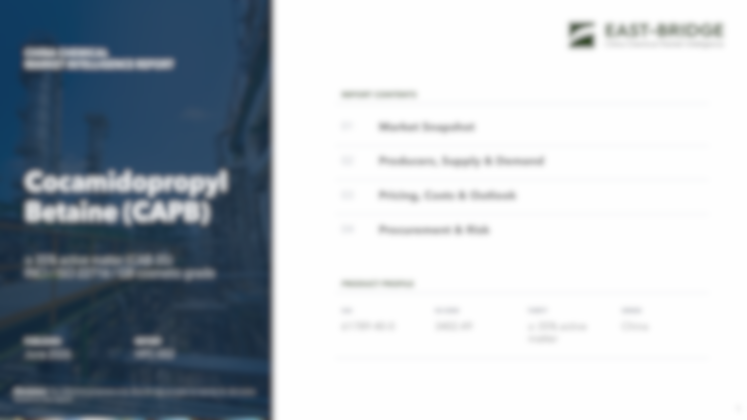 Cocamidopropyl Betaine (CAPB 35% Active) - China Market Intelligence Report