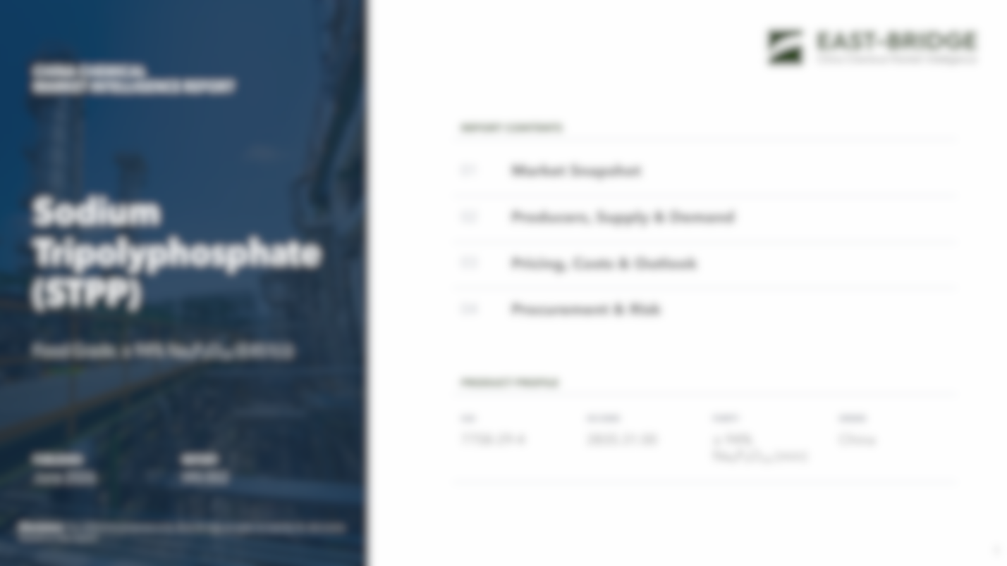 Sodium  Tripolyphosphate  (STPP, Food Grade) - China Market Intelligence Report